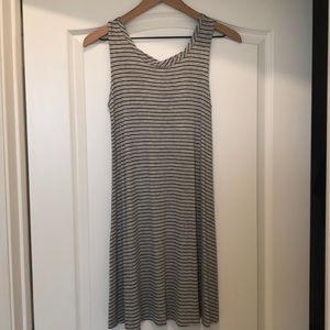 Olivia Rae Dress, grey with navy blue stripes, S